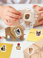 500 Sheets/Roll Of Cat Expression Roll Stickers Cat Memes Sticker for Decorating Handbags Cellphone Laptop Refrigerator Envelope Sealing Stickers