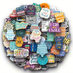 100pcs Motivational Quote Stickers Vinyl Waterproof Positive Inspirational Words For Water Bottles Book Laptop Back To School
