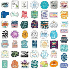 100pcs Motivational Quote Stickers Vinyl Waterproof Positive Inspirational Words For Water Bottles Book Laptop Back To School