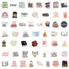 104 PCS Pink Bookish Stickers Waterproof Book Stickers waterproof vinyl sticker Aesthetic Kindle Stickers Bookish Gifts For Woman Girl for Laptop Cellphone Refrigerator Skateboard Adult Back To School