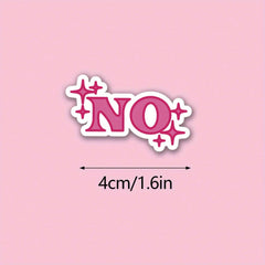 3pcs Small Pink No Mini Stickers Waterproof Waterbottle Stickers Tiny Stickers For Phone Case,Self-Adhesive, Single Use, Fade-Resistant, Perfect For Laptops, Water Bottles, refrigerator girls Cars Back To School