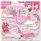 50PCS Pink Bible Jesus Stickers Aesthetic Vinyl Stickers Waterproof Decals for Scrapbook Journaling Laptop Bumper Skateboard Water Bottles Computer Phone