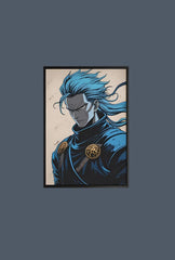 Azure Fury: Warrior Canvas Wall Art