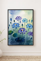 Serene Bloom: Watercolor Lotus Canvas Art
