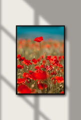 Crimson Bloom Canvas: Vibrant Red Flower Wall Art