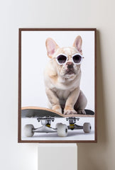 "Skate Paws" - French Bulldog Canvas Art