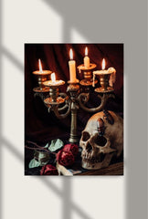 "Memento Mori Canvas Art: Gothic Still Life"