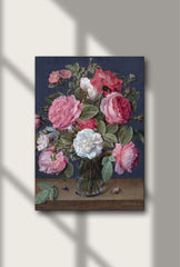 "Rose Reverie" - Wrapped Canvas Wall Art - Vintage Floral Still Life