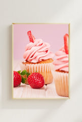 Sweet Strawberry Cupcake Canvas Art