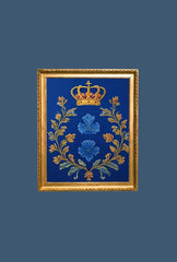 "Royal Blue Floral Canvas Art: Elegant Botanical Decor for Your Home"