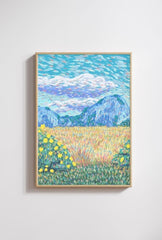 Impressionist Landscape Canvas Wall Art - Vibrant Mountain Meadow Painting