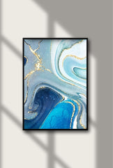"Azure Swirls" - Large Abstract Canvas Wall Art for Living Room