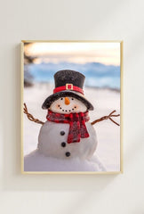 Winter's Charm: Festive Snowman Canvas Art