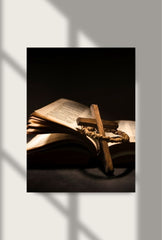 Faith & Light: Scripture Canvas Art - Cross and Open Bible