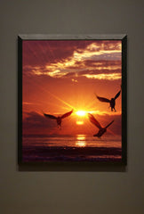 Golden Flight: Beach Sunrise Canvas Art
