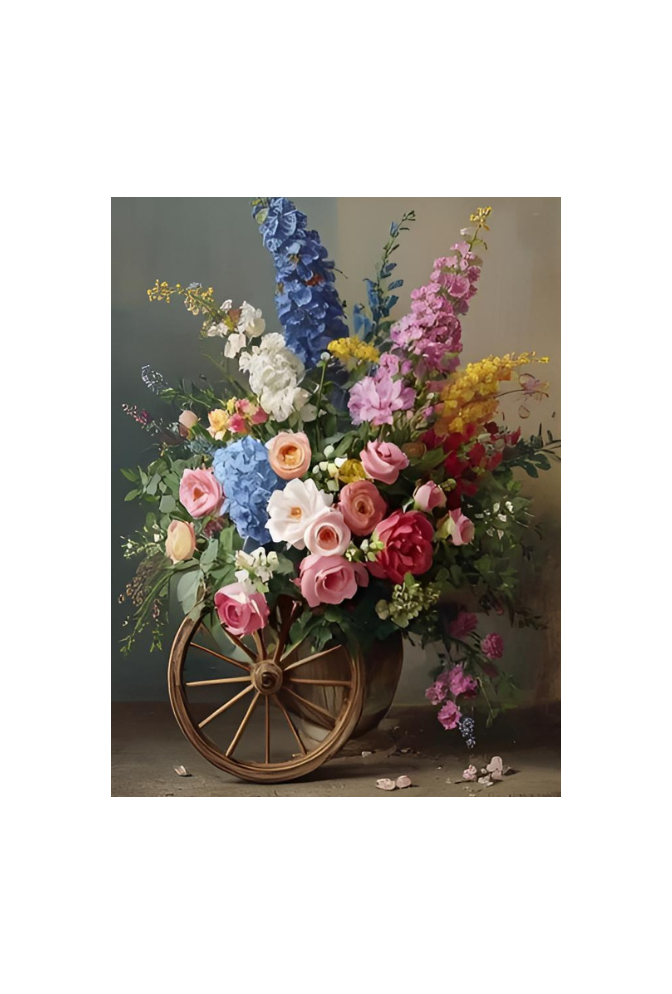 Gorgeous Wall Art Canvas Famous Painting Flower Cart for Cozy Home Touches-Ganfaner