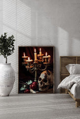 "Memento Mori Canvas Art: Gothic Still Life"