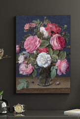 "Rose Reverie" - Wrapped Canvas Wall Art - Vintage Floral Still Life