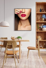 Crimson Kiss: Bold Lip Canvas Wall Art