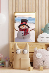 Winter's Charm: Festive Snowman Canvas Art