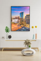 Phoenix Cityscape Canvas Art - Arizona Skyline Sunset Wall Decor