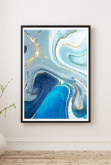 "Azure Swirls" - Large Abstract Canvas Wall Art for Living Room