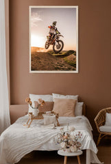Sunset Leap: Dirt Bike Canvas Art
