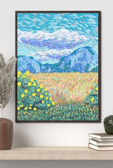 Impressionist Landscape Canvas Wall Art - Vibrant Mountain Meadow Painting