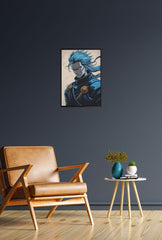 Azure Fury: Warrior Canvas Wall Art