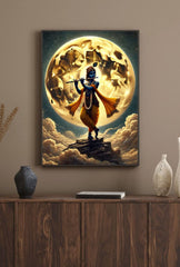 Moonlit Krishna: Divine Melody Canvas Art