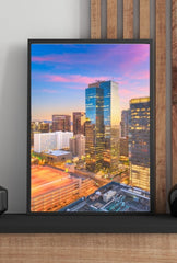 Phoenix Cityscape Canvas Art - Arizona Skyline Sunset Wall Decor