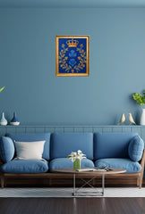 "Royal Blue Floral Canvas Art: Elegant Botanical Decor for Your Home"