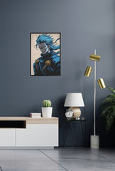 Azure Fury: Warrior Canvas Wall Art
