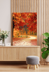 Autumn Blaze: Red Tree Canvas Art