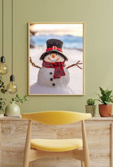 Winter's Charm: Festive Snowman Canvas Art