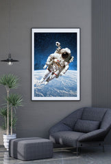 Cosmic Wanderer: Astronaut Above Earth Canvas Art