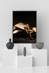 Faith & Light: Scripture Canvas Art - Cross and Open Bible