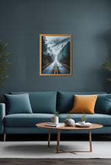 Mystic Journey Canvas Art - Foggy Road Forest Wall Decor