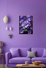 "Ganfaner's Violet Bloom" - Purple Floral Canvas Wall Art (Holidaypac)