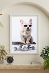 "Skate Paws" - French Bulldog Canvas Art