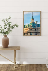 Parisian Elegance: Turquoise Dome Architectural Canvas Art