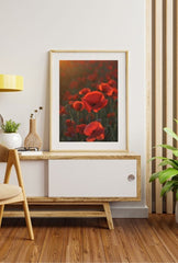 Scarlet Poppy Field Canvas: Romantic Floral Wall Art