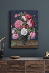 "Rose Reverie" - Wrapped Canvas Wall Art - Vintage Floral Still Life