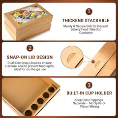5PK Extra Large Disposable Cardboard Pastry Boxes with Lids, Charcuterie Boxes 17.5"x13.5"x3.5"