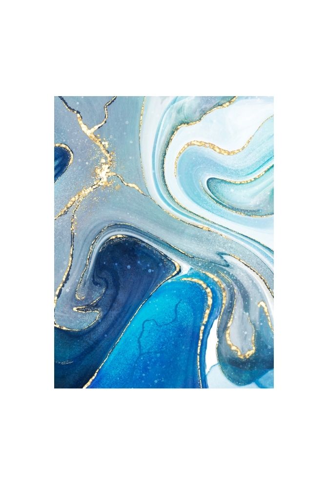"Azure Swirls" - Large Abstract Canvas Wall Art for Living Room