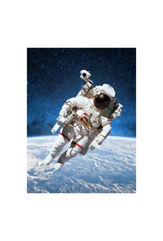 Cosmic Wanderer: Astronaut Above Earth Canvas Art