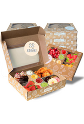 Ganfaner 12-Pack 24pt Brown Grease-Proof Pastry Catering Boxes with Window and Lids