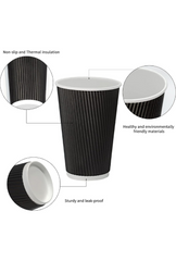 Ganfaner 12oz 100 Sets Disposable Coffee Cups with Lids & Sleeves