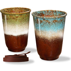 Ganfaner 13oz Five-element Ceramic Travel Coffee Mug Set