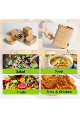 Ganfaner 50 Sets Disposable Kraft Paper Salad Bowls with Lids